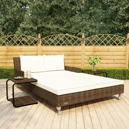 Dobbelt Solseng 200x132 cm Brun med Cremefarvede Hynder