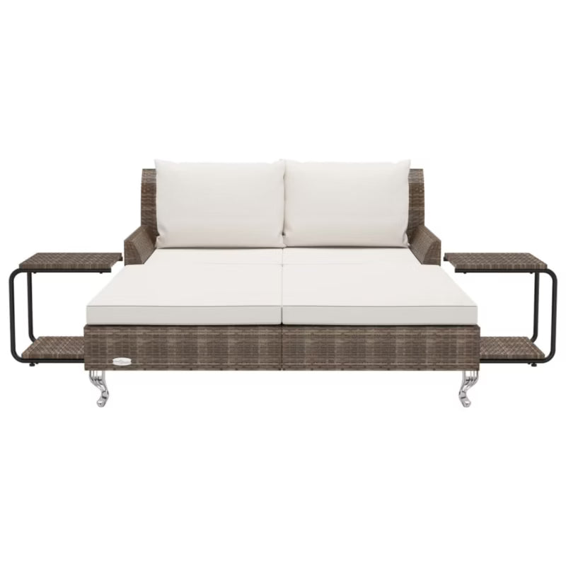 Dobbelt Solseng 200x132 cm Brun med Cremefarvede Hynder