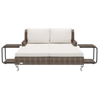 Dobbelt Solseng 200x132 cm Brun med Cremefarvede Hynder