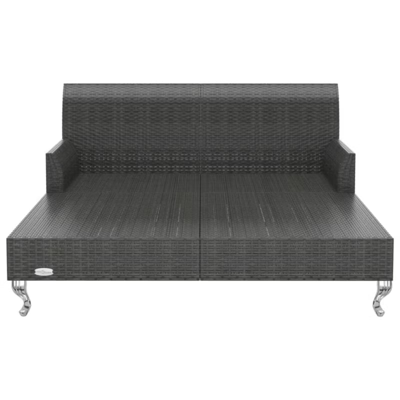 Dobbelt Solseng 200x132 cm Sort Polyrattan med Borde