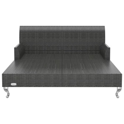 Dobbelt Solseng 200x132 cm Sort Polyrattan med Borde
