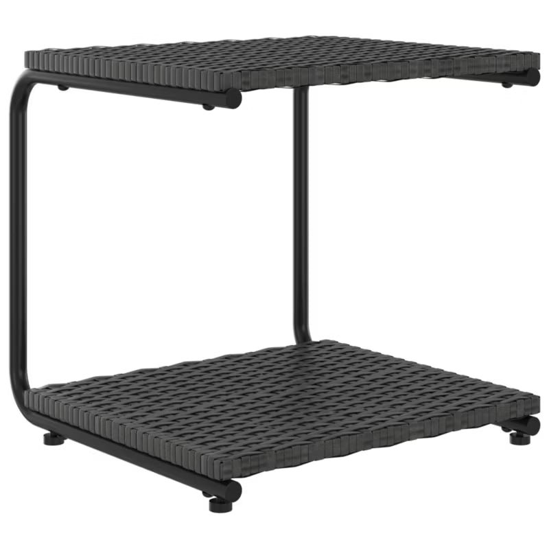 Dobbelt Solseng 200x132 cm Sort Polyrattan med Borde