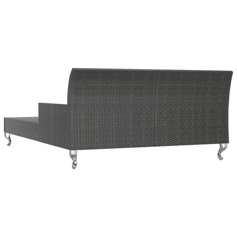 Dobbelt Solseng 200x132 cm Sort Polyrattan med Borde