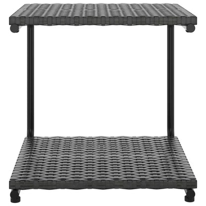 Dobbelt Solseng 200x132 cm Sort Polyrattan med Borde