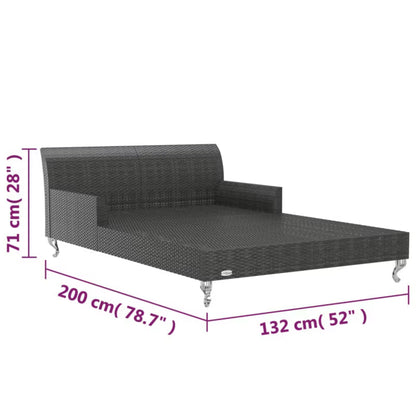 Dobbelt Solseng 200x132 cm Sort Polyrattan med Borde