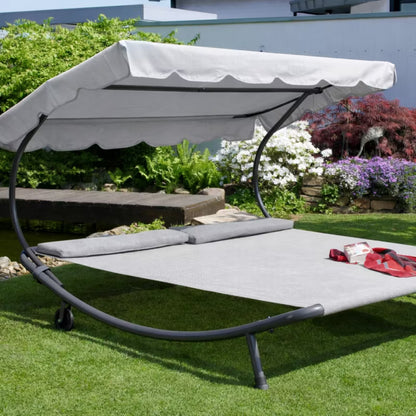 Dobbelt Solseng 200x173 cm Grå med Solsejl