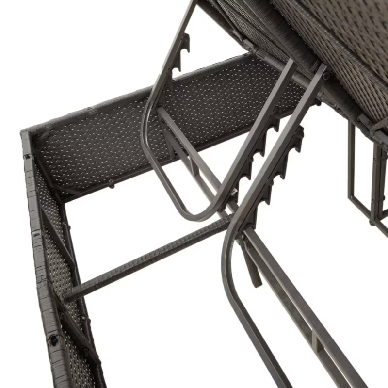 Dobbelt Solseng Poly倒rattan 200x164 cm Sort med Parasol
