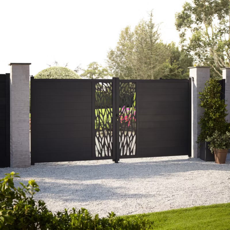 Dobbeltfløjet Port Neva 350x174 cm Antracit Aluminium