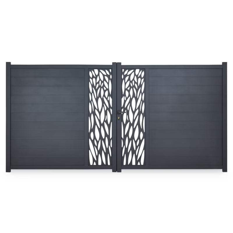 Dobbeltfløjet Port Neva 350x174 cm Antracit Aluminium