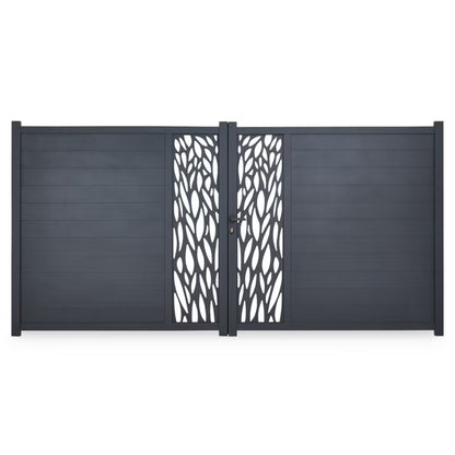 Dobbeltfløjet Port Neva 350x174 cm Antracit Aluminium