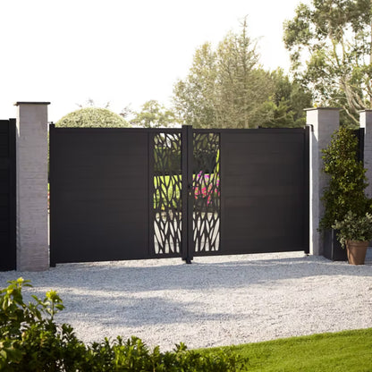 Dobbeltfløjet Port Neva 350x174 cm Antracit Aluminium