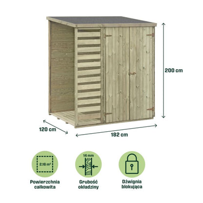 Træværkstedshus med 2 døre – praktisk redskabsskur