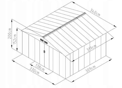 Corciano M-E redskabsskur 340x319x200 cm - havegarage 1 stk.