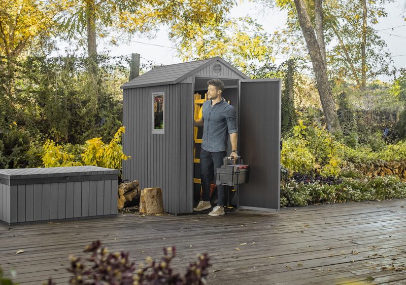 Darwin værktøjsskur 4x6 til haven Grå, 1 stk.