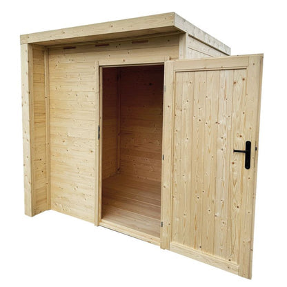 Handy værktøjsskur 4iQ Group i træ med gulv – praktisk opbevaring til haven