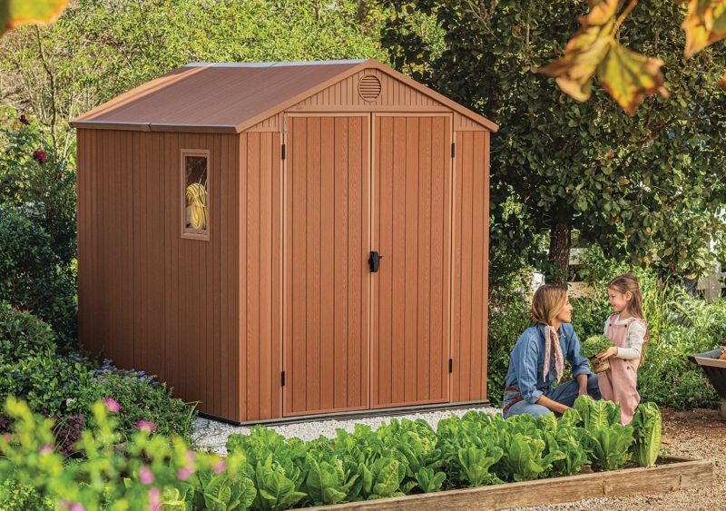 Keter Darwin 6x8 redskabsskur til have, brun, 1 stk.