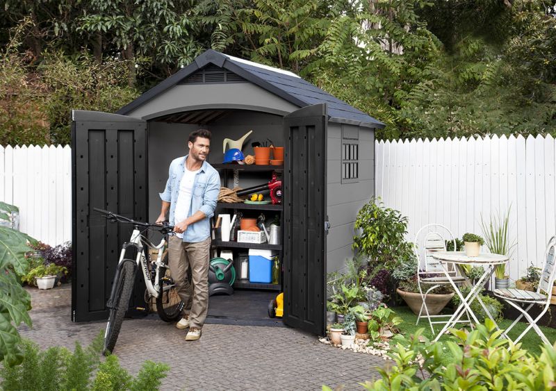 Keter Premier 757 værktøjsskur, grå, 1 stk.