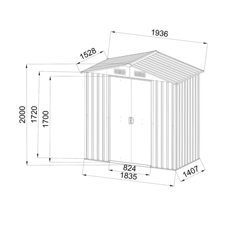 Blooma metalværktøjsskur 192 x 152 x 200 cm