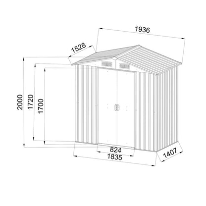 Blooma metalværktøjsskur 192 x 152 x 200 cm
