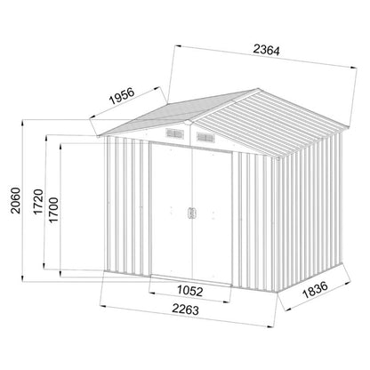 GoodHome metalværktøjsskur 236 x 195 x 210 cm