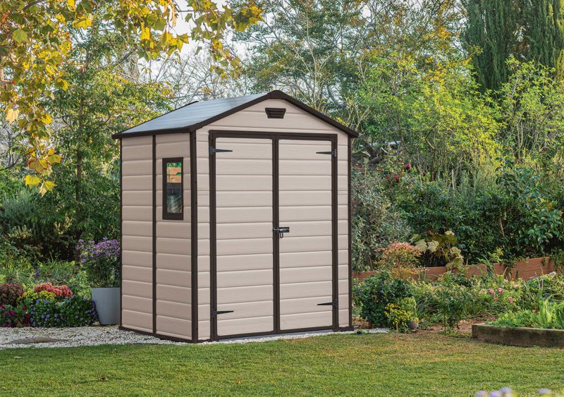 Keter Manor 6x5 redskabsskur i beige, 1 stk.