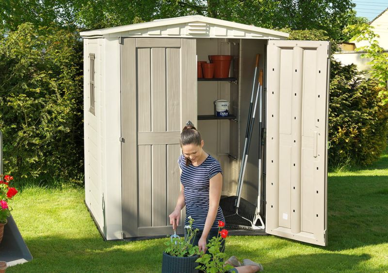 Keter Factor 6x6 beige værktøjsskur til haven, 1 stk.