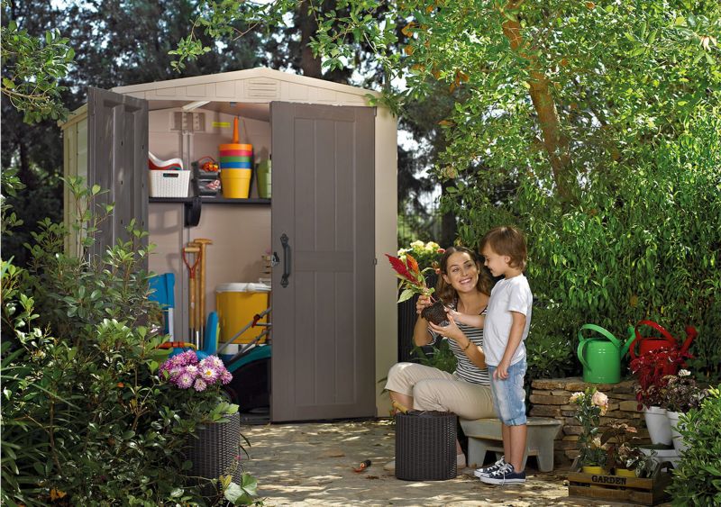 Keter Factor 6x6 beige værktøjsskur til haven, 1 stk.