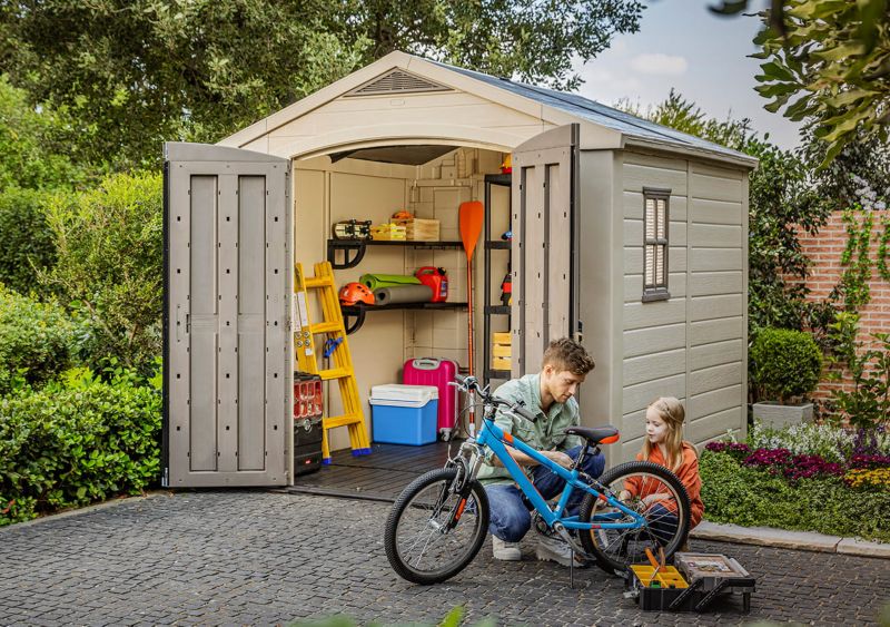 Keter Factor 8x8 beige værktøjshus til haven, 1 stk.