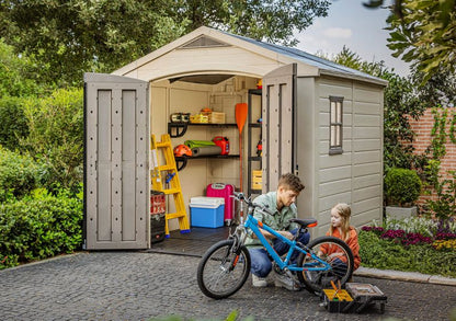 Keter Factor 8x8 beige værktøjshus til haven, 1 stk.
