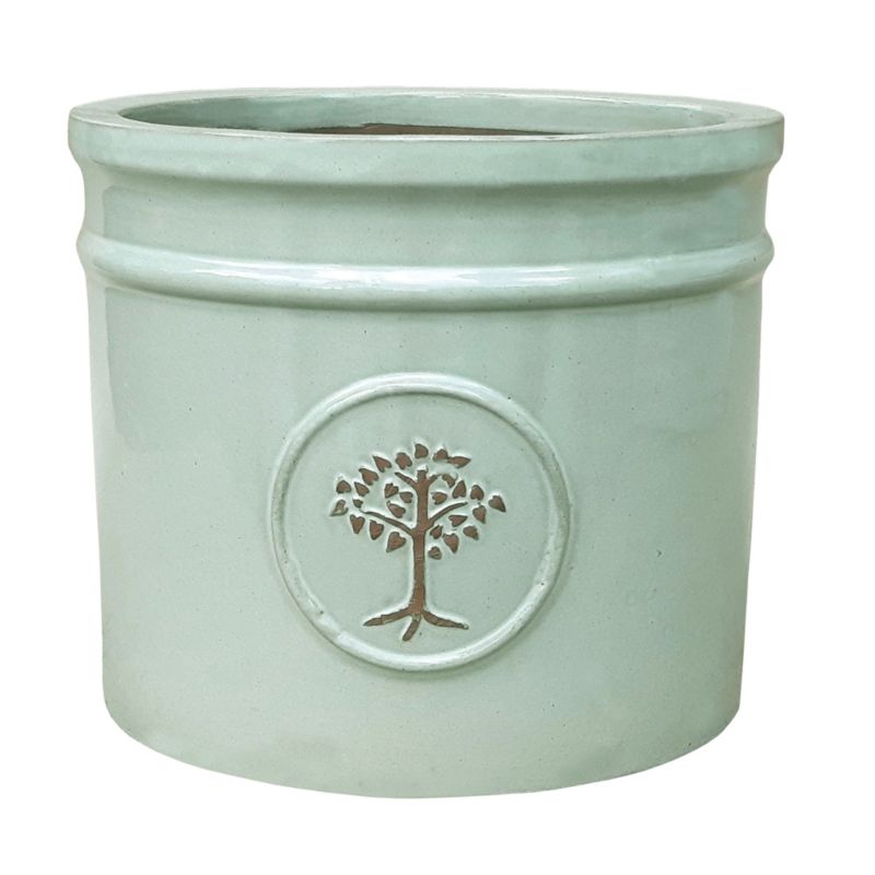 Glaseret Verve cylinder plantekrukke 20 cm olivengrøn