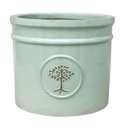 Glaseret Verve cylinder plantekrukke 20 cm olivengrøn
