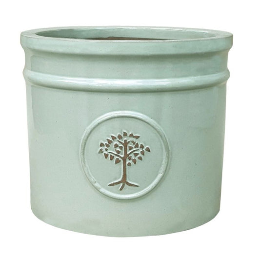 Glaseret Verve cylinder plantekrukke 20 cm olivengrøn