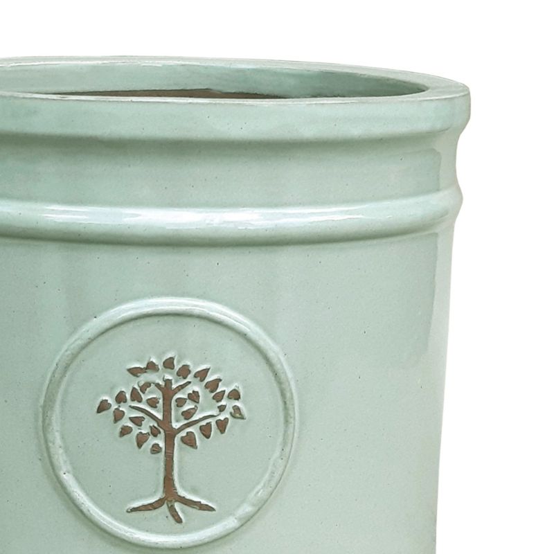 Glaseret Verve cylinder plantekrukke 20 cm olivengrøn