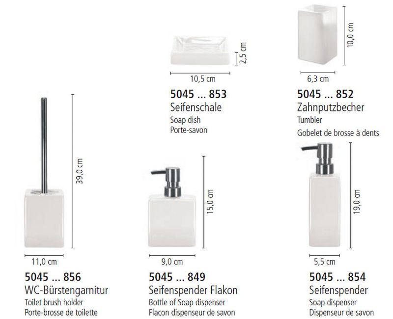 Sæbedispenser Keramisk 9x5x15 cm Hvid | 4004478158191