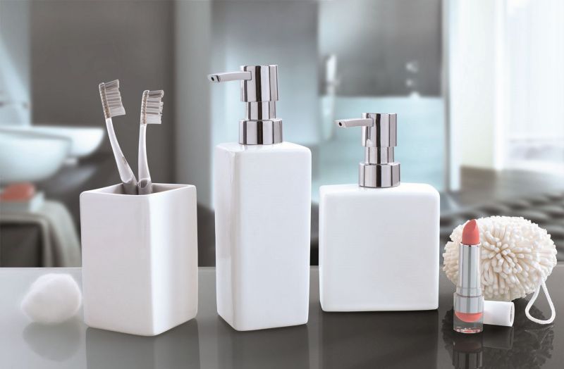 Sæbedispenser Keramisk 9x5x15 cm Hvid | 4004478158191