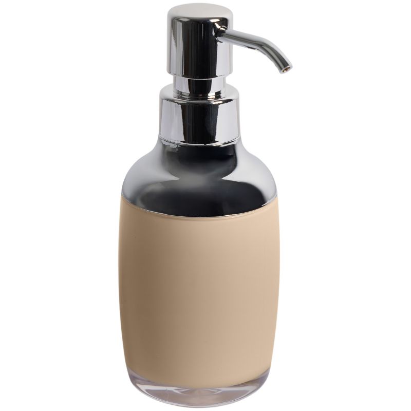 Beige Akryl Sæbedispenser 280 ml Sølvpumpe 18 cm
