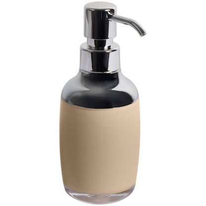 Beige Akryl Sæbedispenser 280 ml Sølvpumpe 18 cm
