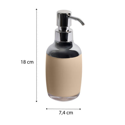 Beige Akryl Sæbedispenser 280 ml Sølvpumpe 18 cm