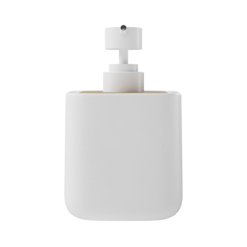 Sæbedispenser Cervia Hvid Keramik og Bambus 86x86x146 mm