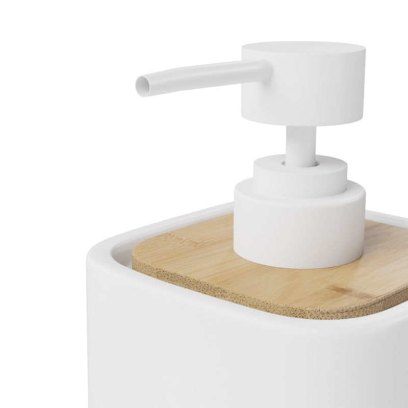 Sæbedispenser Cervia Hvid Keramik og Bambus 86x86x146 mm
