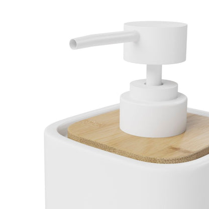 Sæbedispenser Cervia Hvid Keramik og Bambus 86x86x146 mm
