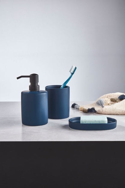 Sæbedispenser Keramik 8,2x15,5 cm Mørkeblå Mat