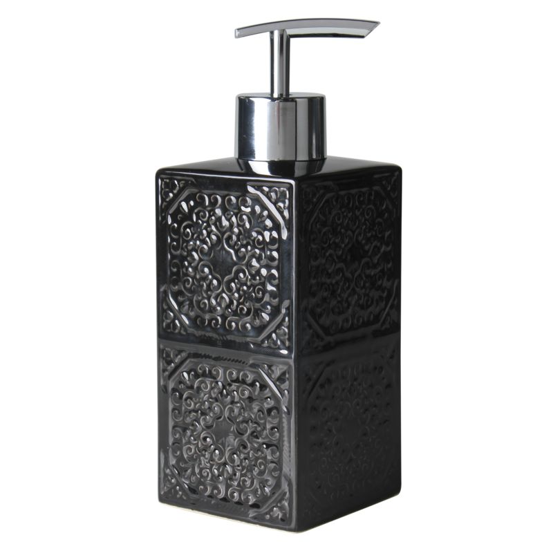 Sæbedispenser Kord 6,5x17,5 cm Sort Keramik