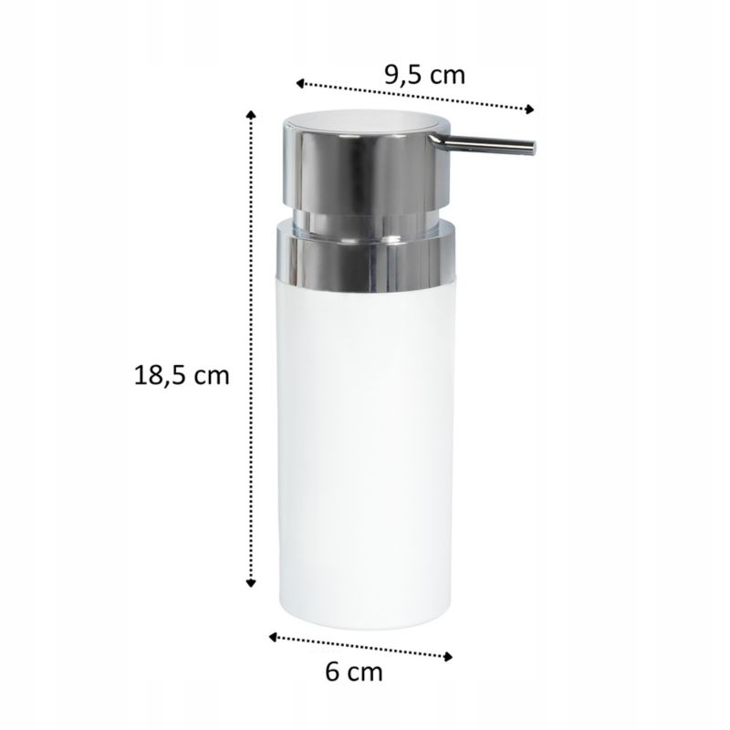 Sæbedispenser Hvid med Sølvpumpe 18,5 cm 1 stk. | 5905923650255