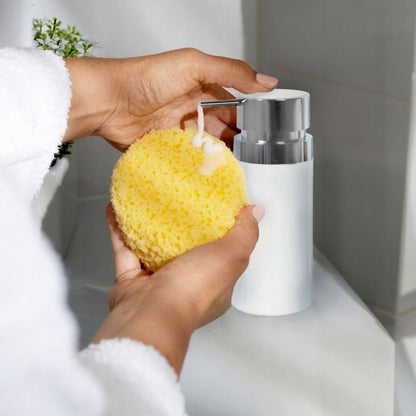 Sæbedispenser Hvid med Sølvpumpe 18,5 cm 1 stk. | 5905923650255