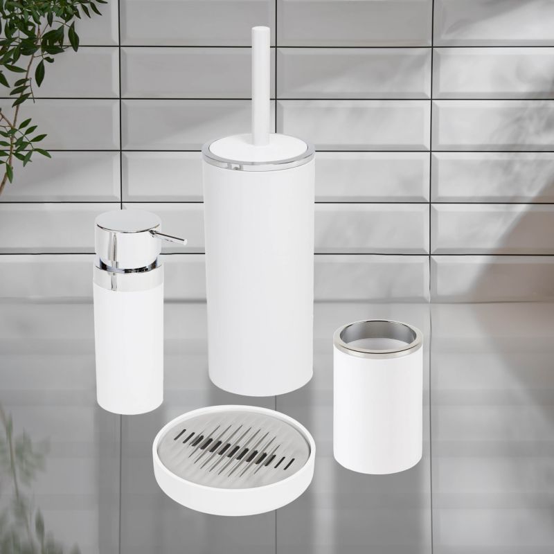 Sæbedispenser Hvid med Sølvpumpe 18,5 cm 1 stk. | 5905923650255