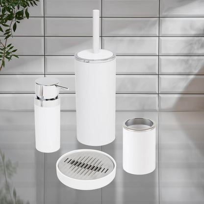 Sæbedispenser Hvid med Sølvpumpe 18,5 cm 1 stk. | 5905923650255