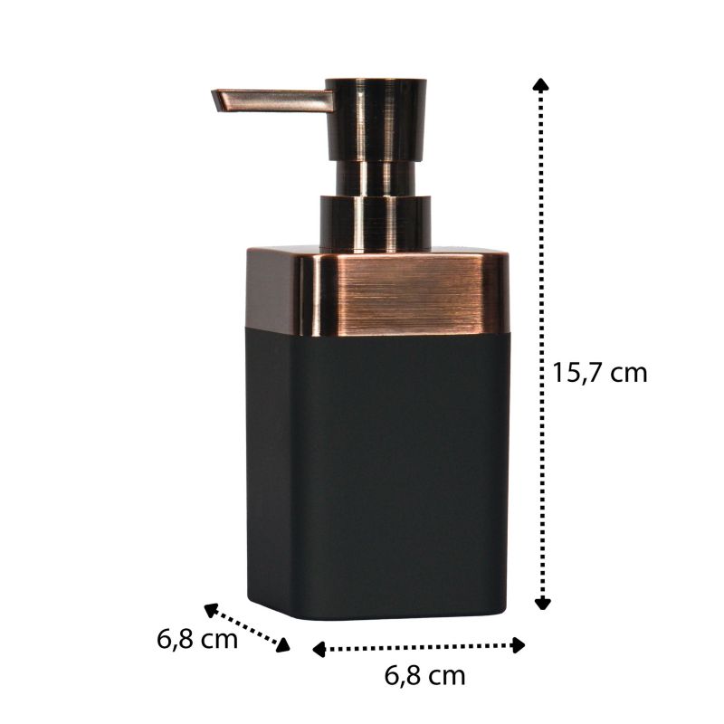 Sæbedispenser Sort med Kobberdetaljer 15,8 cm ABS