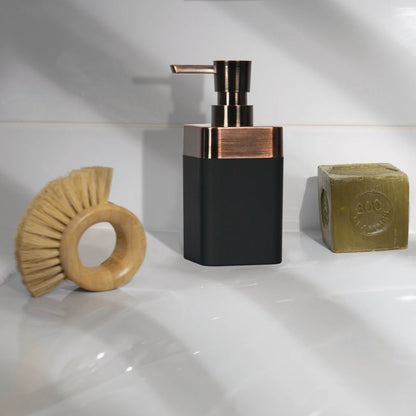 Sæbedispenser Sort med Kobberdetaljer 15,8 cm ABS