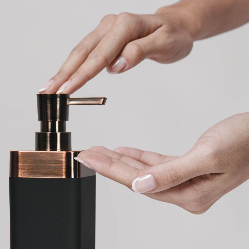 Sæbedispenser Sort med Kobberdetaljer 15,8 cm ABS